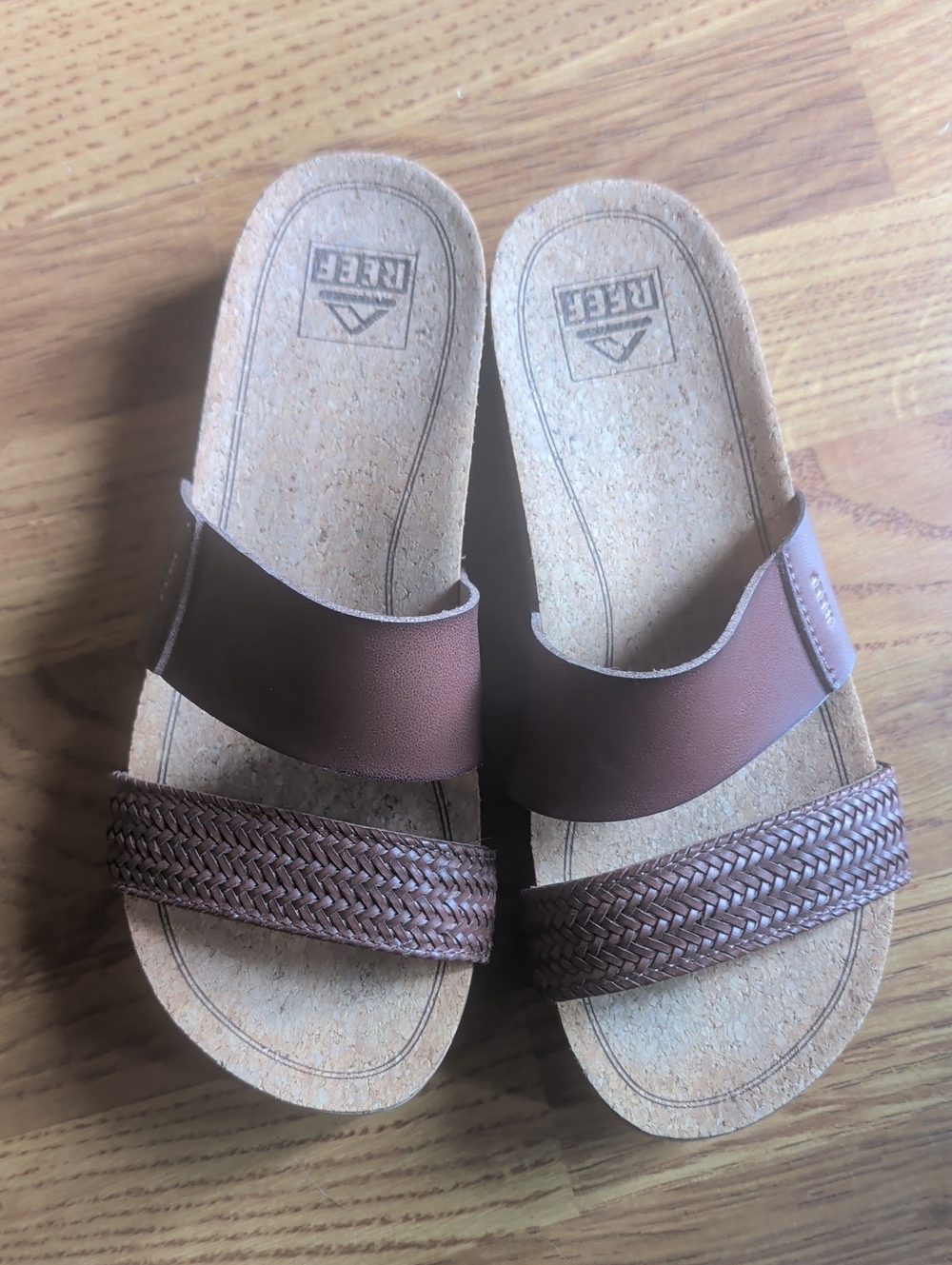 Reef Brown Slide Sandals with Braided Strap